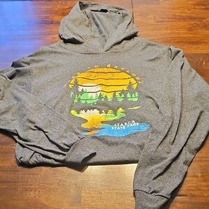 Fruit of the Loom Gray Hooded Tee with Nature Graphic